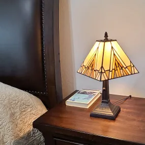 15" Tiffany Yellow and Amber Mission Style Table Lamp By Homeroots