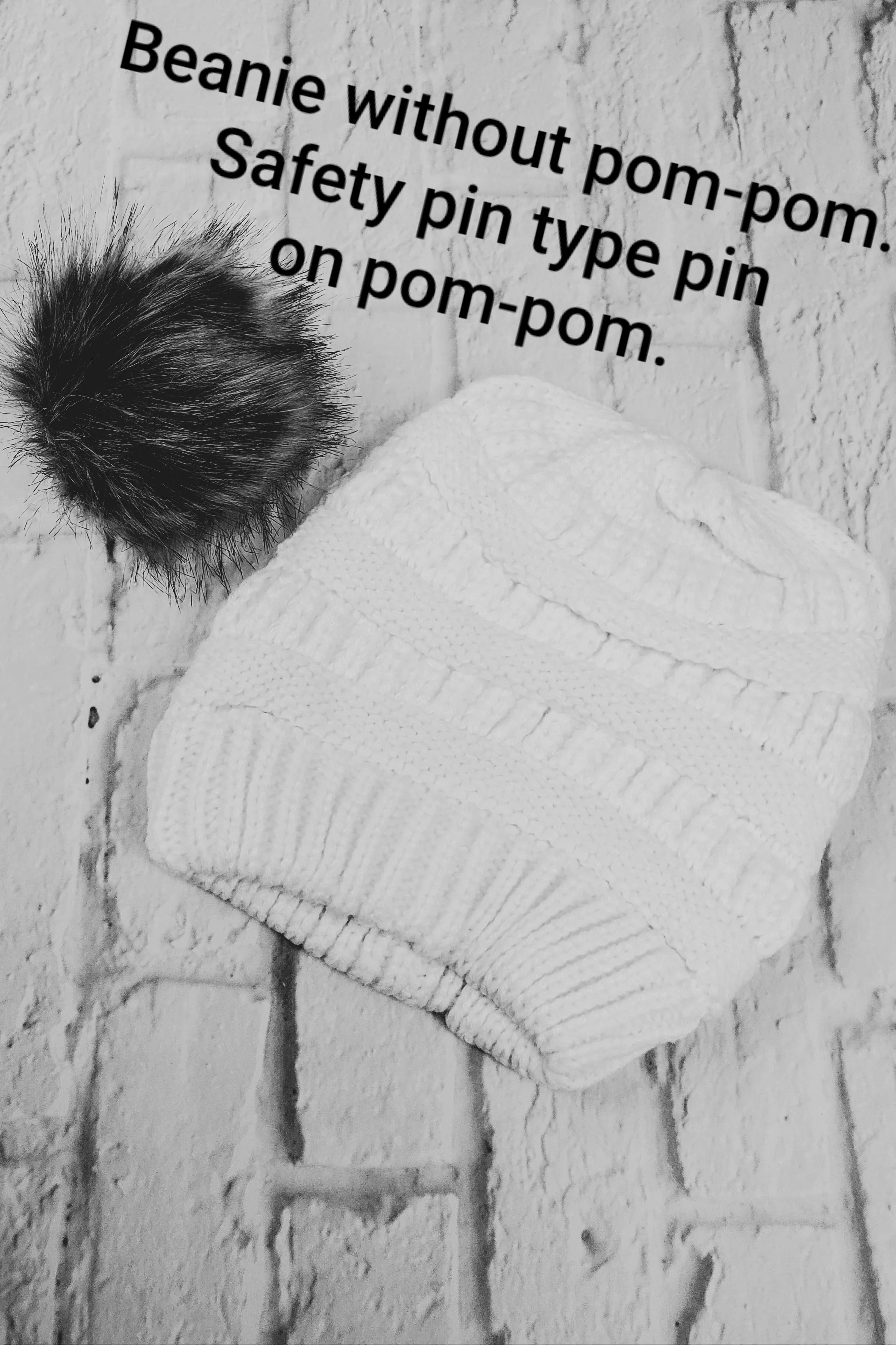 #17 Ivory Ponytail Pom-Pom Beanie