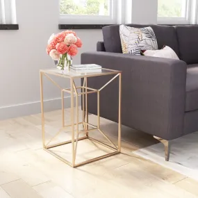 23" Gold And Clear Genuine Marble Look Square End Table By Homeroots