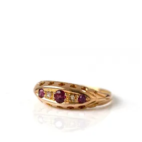 Antique 1916 George V Ruby Diamond 18ct Gold Ring