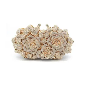 Bridal Inlaid Rhinestone Rose Clutch, Evening Bag, Prom Clutch-i7bags