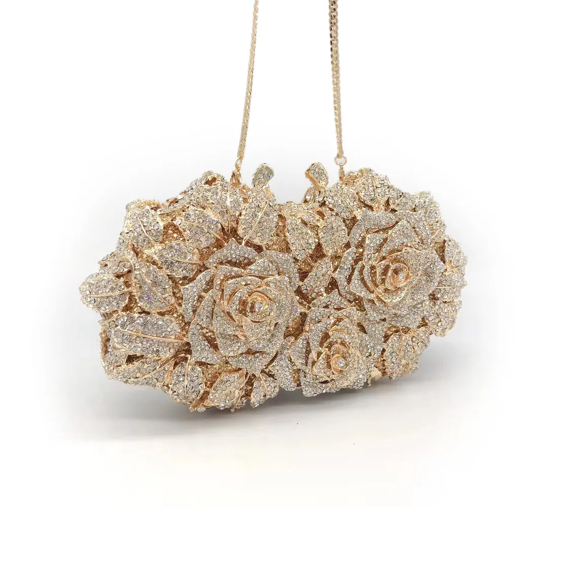 Bridal Inlaid Rhinestone Rose Clutch, Evening Bag, Prom Clutch-i7bags