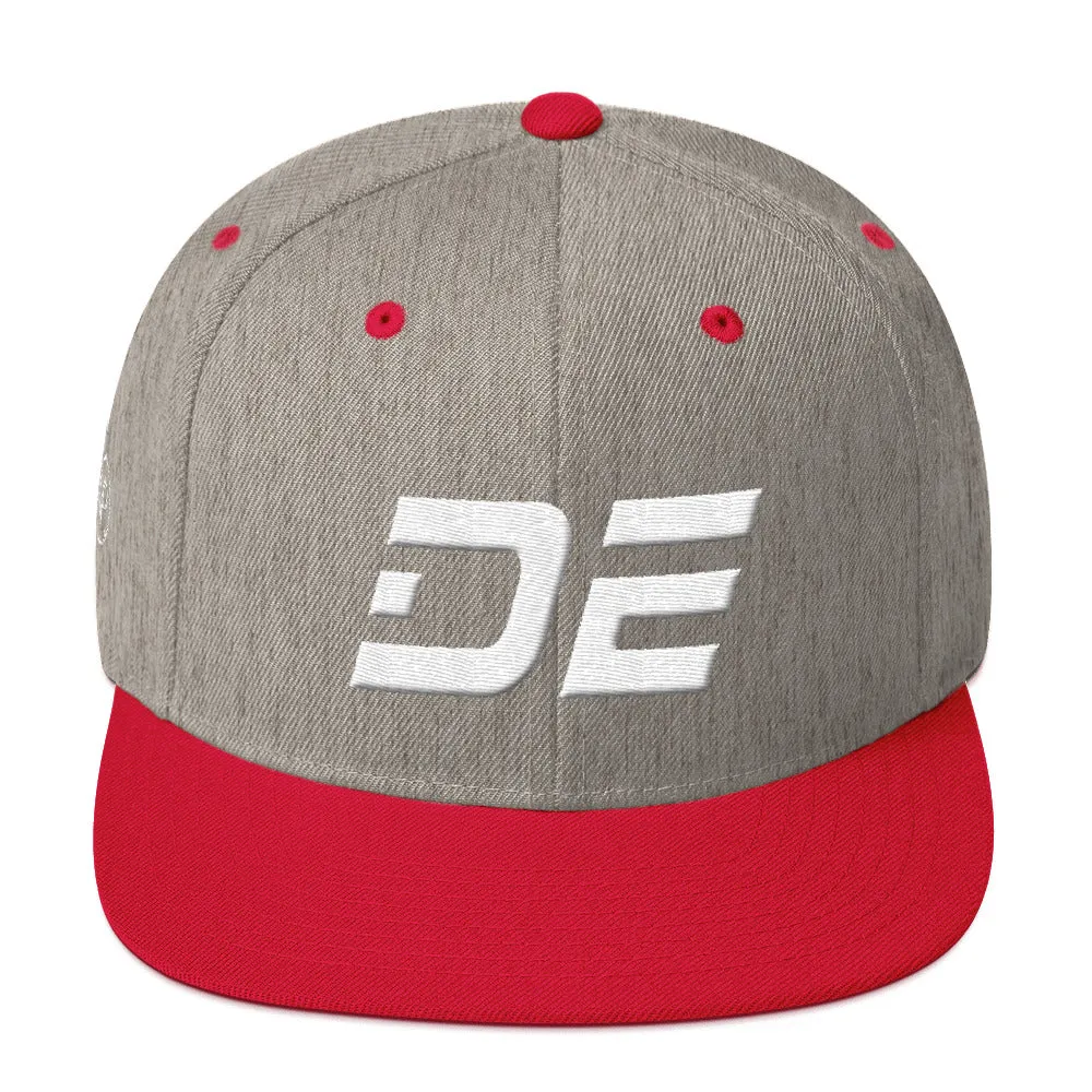 Delaware - Flat Brim Hat - White Embroidery - DE - Many Hat Color Options Available