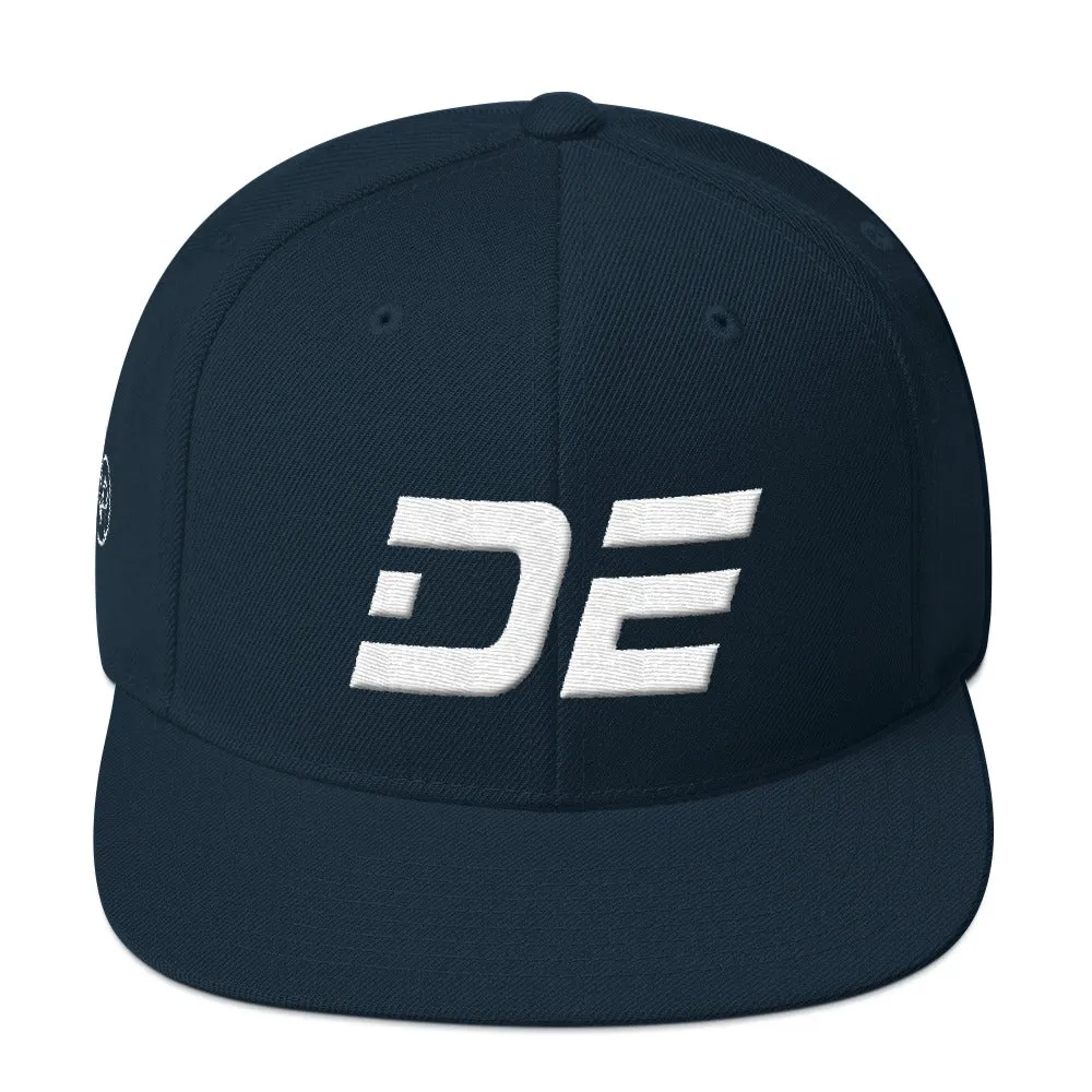 Delaware - Flat Brim Hat - White Embroidery - DE - Many Hat Color Options Available