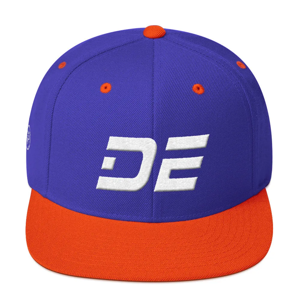 Delaware - Flat Brim Hat - White Embroidery - DE - Many Hat Color Options Available