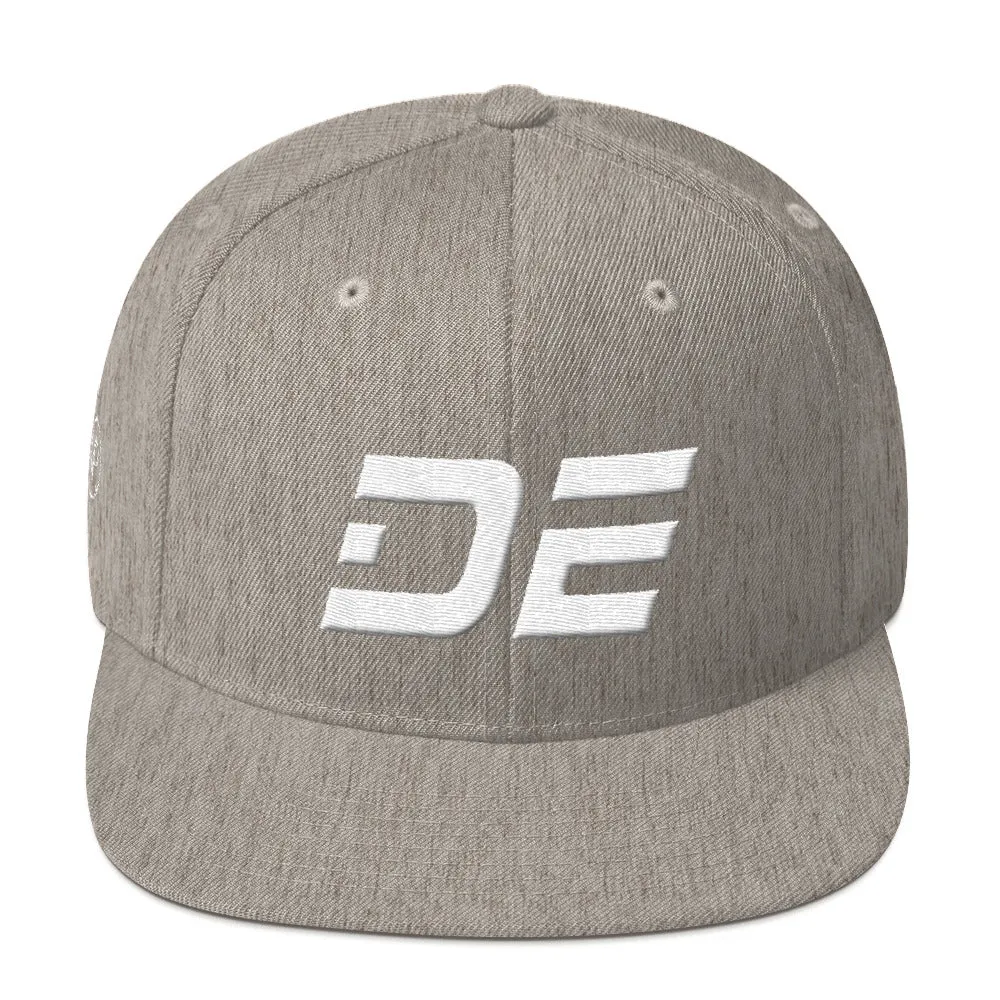 Delaware - Flat Brim Hat - White Embroidery - DE - Many Hat Color Options Available