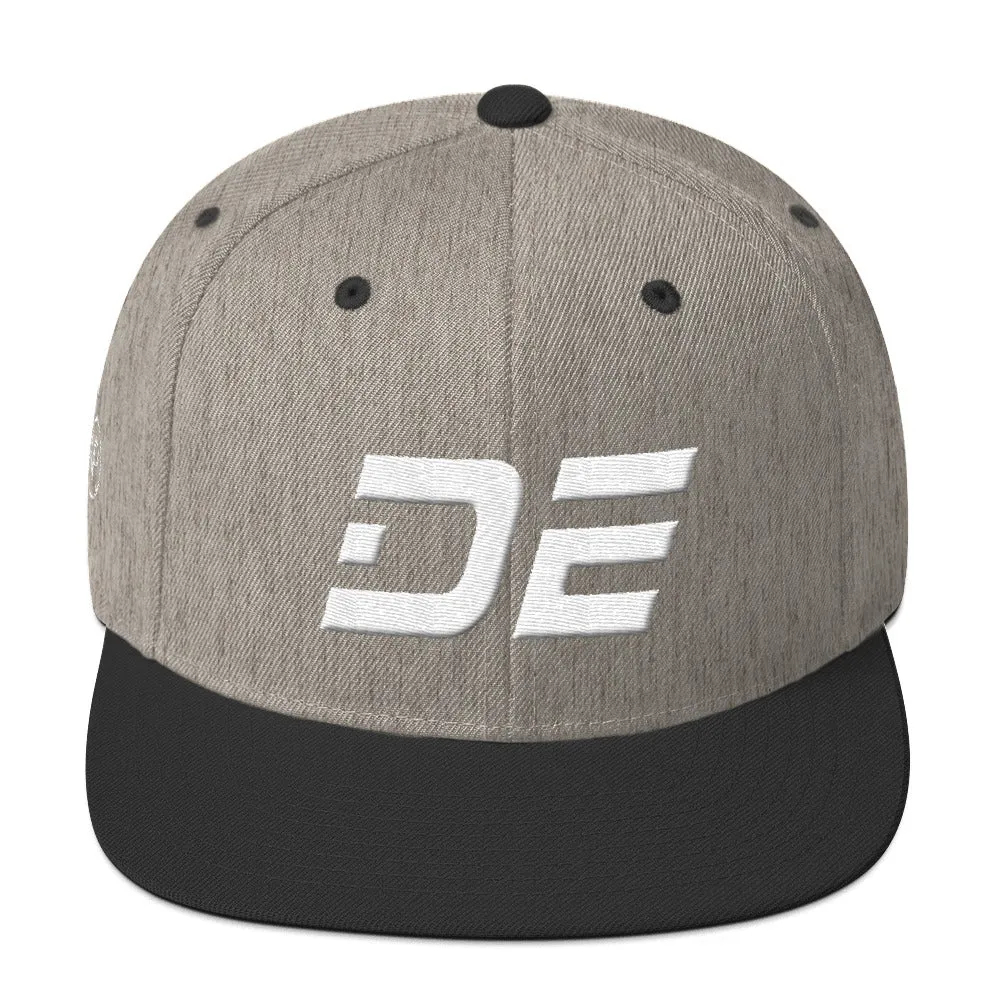 Delaware - Flat Brim Hat - White Embroidery - DE - Many Hat Color Options Available