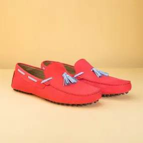 Mocassin en nubuck framboise