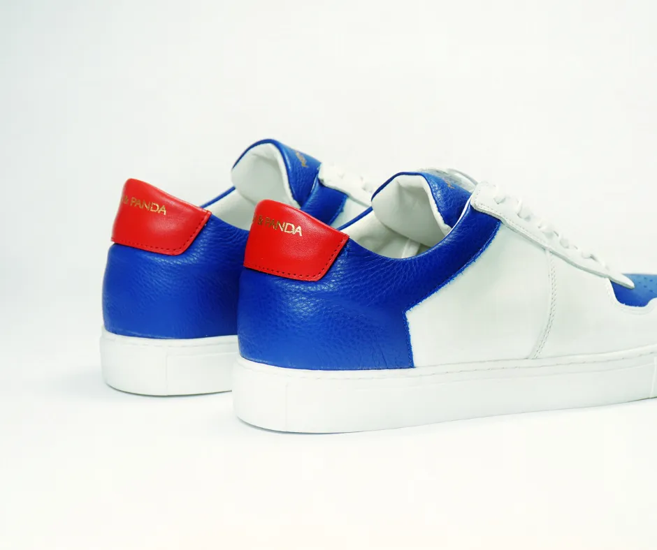 Sneakers BASE en cuir blanc et bleu