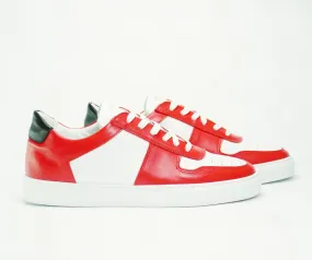 Sneakers BASE en cuir blanc et rouge