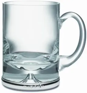 Sterling Silver and Krosno Hand Blown Glass Tankard Engraved