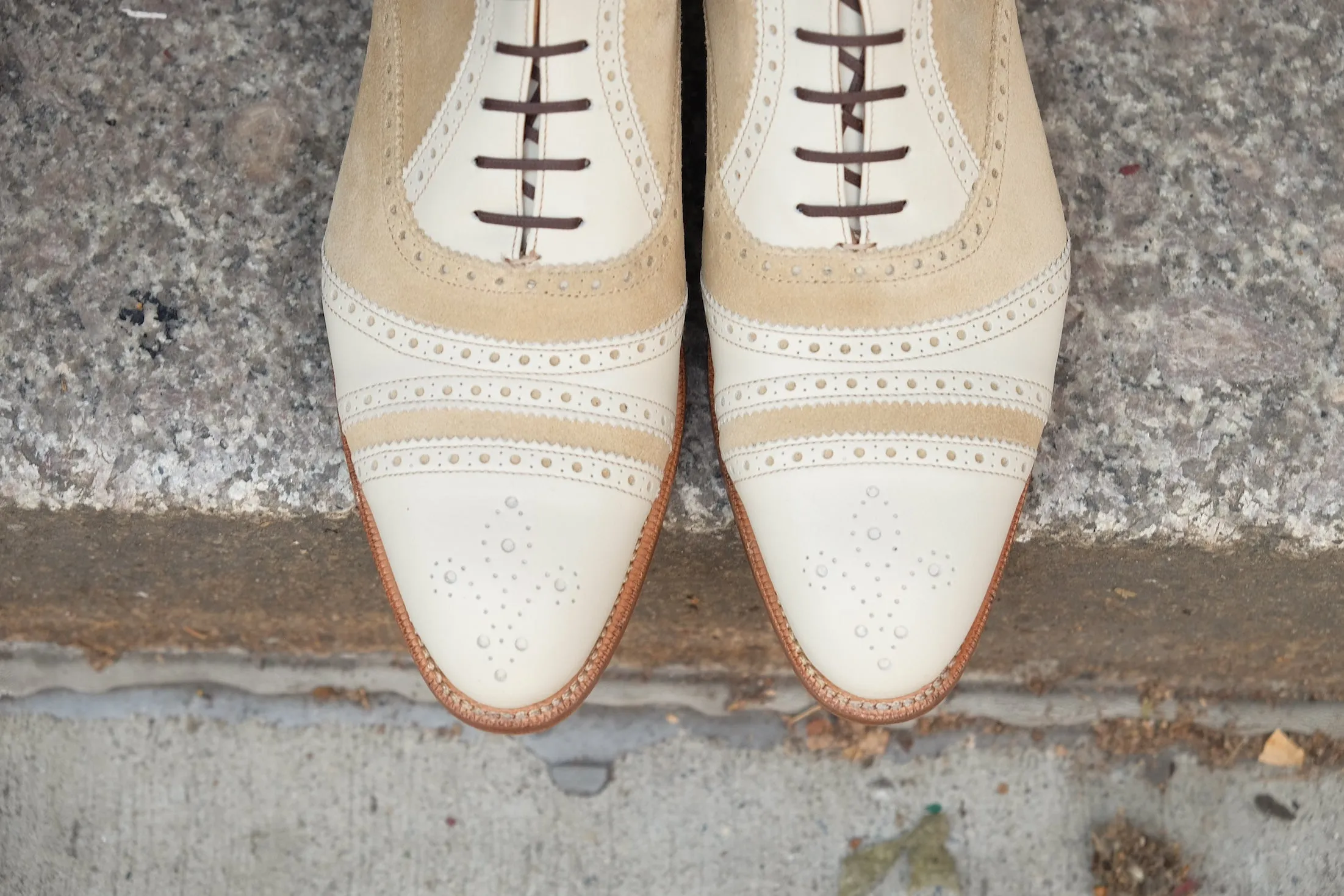 Whitman - MTO - Crust Calf / Light Cream Suede - NGT last - Single Leather Sole - Fleur De Lys Medallion